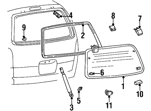 2000 Mercury Villager Weatherstrip - Rear Diagram for XF5Z-1242084-AA