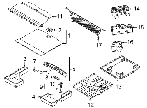 2018 Ford Edge Net Assembly - Load Fixing Diagram for FT4Z-78043B62-A