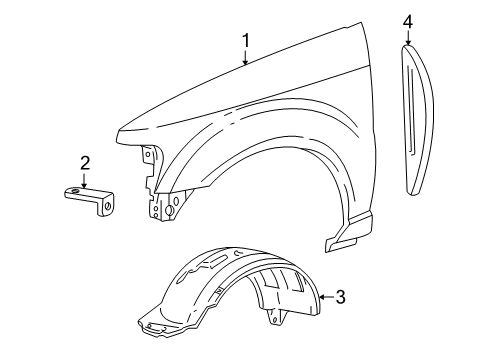 2004 Ford Explorer Sport Trac Bracket - Fender Mounting Diagram for 1L5Z-16C076-AA