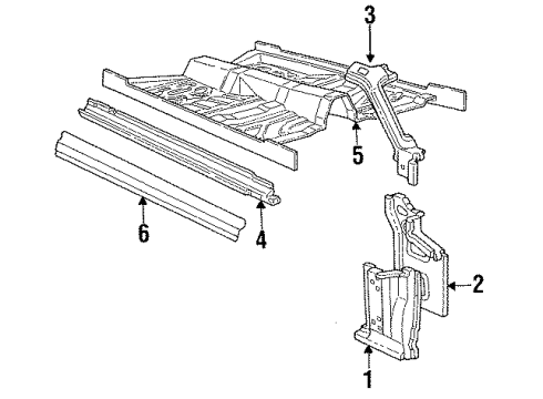 1984 Lincoln Town Car Hinge Pillar, Rocker, Exterior Trim, Floor Diagram