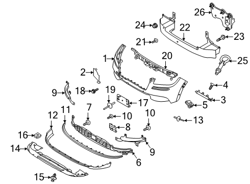 2022 Lincoln Corsair Bumper & Components - Front Diagram