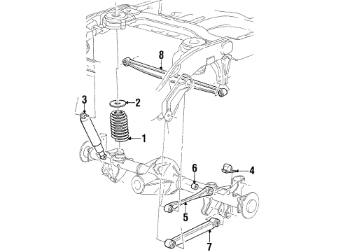 2002 Lincoln Navigator Rear Suspension Components, Lower Control Arm, Upper Control Arm, Ride Control, Stabilizer Bar Diagram