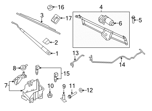 2015 Lincoln Navigator Rear Wiper Arm Assembly With Cover Diagram for 9L1Z-17526-A