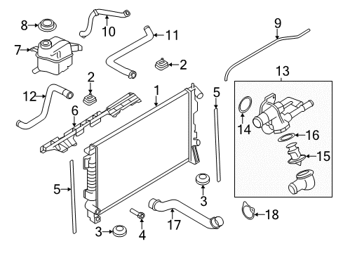 2013 Lincoln MKS Radiator & Components Diagram 2 - Thumbnail