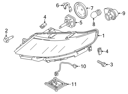 2012 Lincoln MKS Bulbs Diagram 2 - Thumbnail