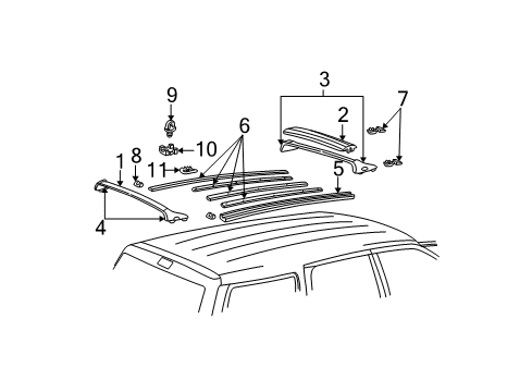 1995 Ford Explorer Slat Assembly - Roof Rack Diagram for F77Z-7855022-AA