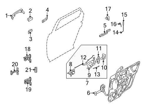 2005 Mercury Montego Rear Door - Lock & Hardware Diagram