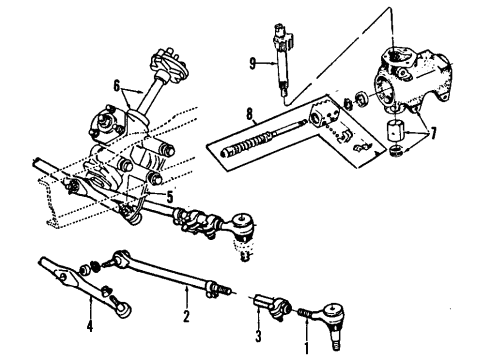 1985 Ford E-350 Econoline P/S Pump & Hoses, Steering Gear & Linkage Diagram