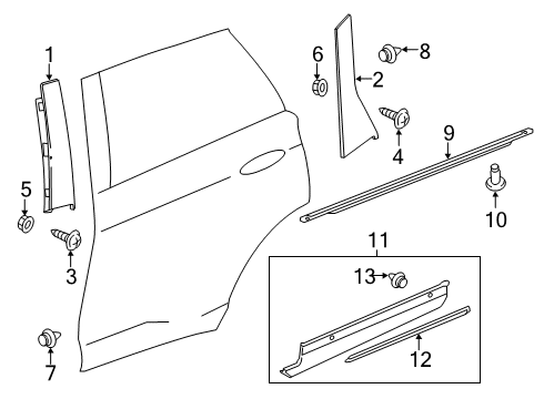 2020 Lincoln Nautilus Moulding - Door Window Frame Diagram for FA1Z-58255A34-AF