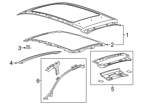 2019 Lincoln Nautilus Panel Assembly - Roof Diagram for FA1Z-5850202-A