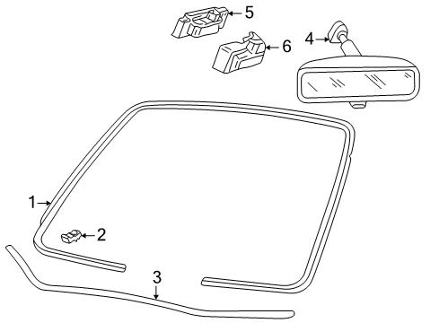 2002 Lincoln LS Mirror Assembly - Rear View - Inner Diagram for XW4Z-17700-BA