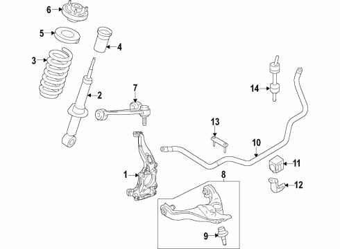 2018 Lincoln Navigator Front Suspension Components, Lower Control Arm, Upper Control Arm, Ride Control, Stabilizer Bar Diagram