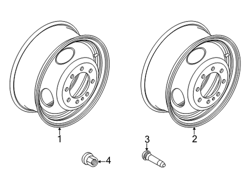 2019 Ford E-350 Super Duty Wheels, Covers & Trim Diagram