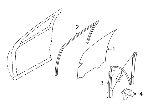 2014 Lincoln MKX Front Door - Glass & Hardware Diagram