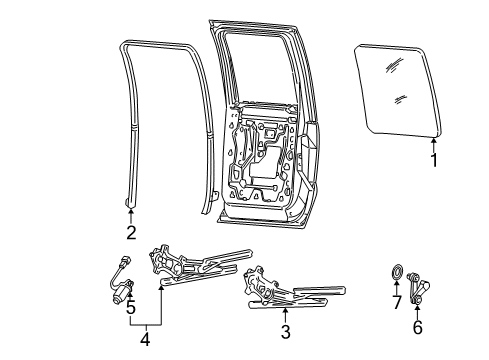 1999 Ford F-350 Super Duty Glass - Rear Door Diagram for F81Z-2625713-BA