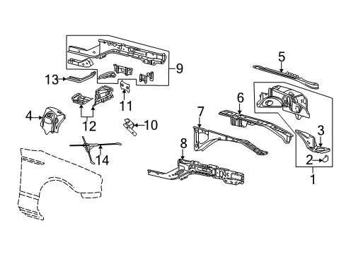 2004 Ford Thunderbird Gusset Diagram for YW4Z-54101A72-AA