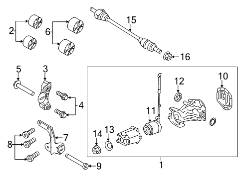 2009 Ford Flex Axle Components - Rear Diagram