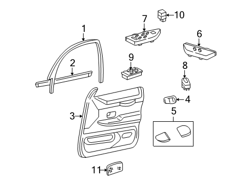 2009 Ford Crown Victoria Panel Assembly - Door Trim Diagram for 9W7Z-5423942-AB