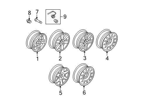 2010 Mercury Mariner Wheels Diagram 1 - Thumbnail