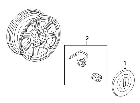 2002 Lincoln Blackwood Wheel Cover Diagram for 2C6Z-1130-AA