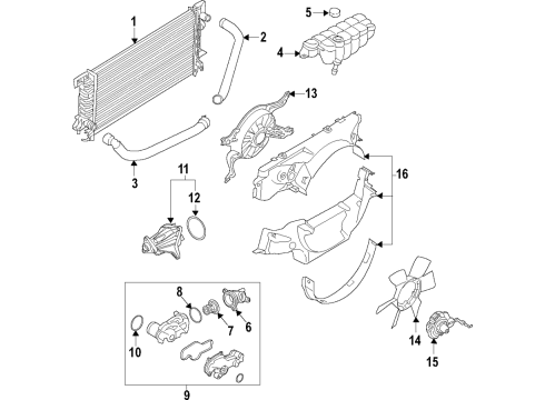 2018 Ford F-150 Fan Clutch Assembly Diagram for JL3Z-8A616-A