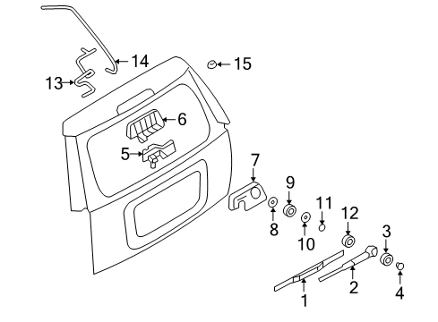 2009 Ford Explorer Lift Gate - Wiper & Washer Components Diagram