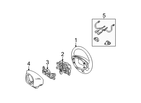 2007 Ford Taurus Steering Wheel Assembly Diagram for 5F1Z-3600-BAD