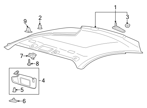 2024 Ford Mustang Interior Trim - Roof Diagram