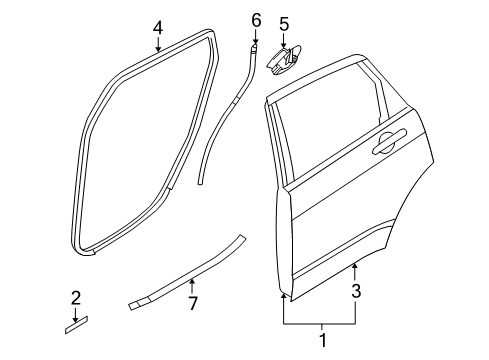 2010 Ford Focus Door Assembly - Rear - Less Hinges Diagram for 8S4Z-5424631-A