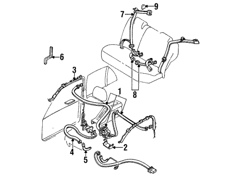 1991 Mercury Tracer Kit Child Seat Coupling Diagram for F1KY54613B84AAA