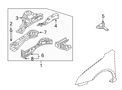 2009 Ford Fusion Structural Components & Rails Diagram