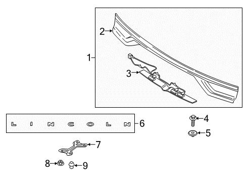 2019 Lincoln Continental Exterior Trim - Trunk Lid Diagram