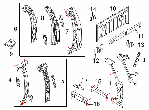 2012 Ford F-250 Super Duty Pillar - Front Body Diagram for 9C3Z-2502500-A