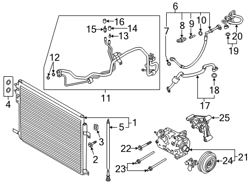 2020 Ford Explorer A/C Condenser, Compressor & Lines Diagram