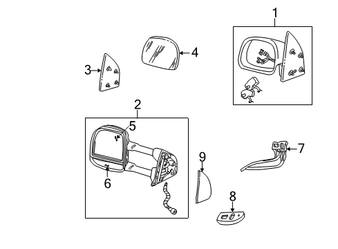 2007 Ford F-250 Super Duty Glass Assembly - Rear View Outer Mirror Diagram for YC3Z-17K707-CA