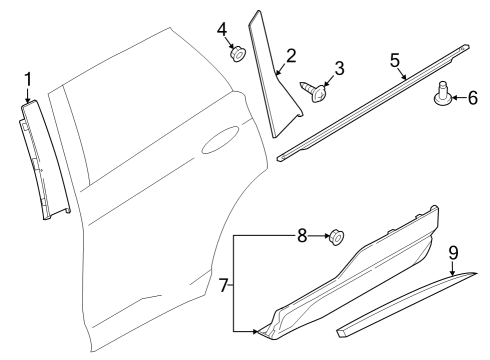 2015 Ford Edge Exterior Trim - Rear Door Diagram