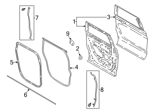 2019 Lincoln Navigator Panel Assembly - Door - Outer Diagram for JL7Z-7824700-A