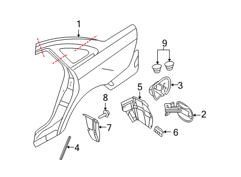 2009 Mercury Sable Quarter Panel & Components Diagram