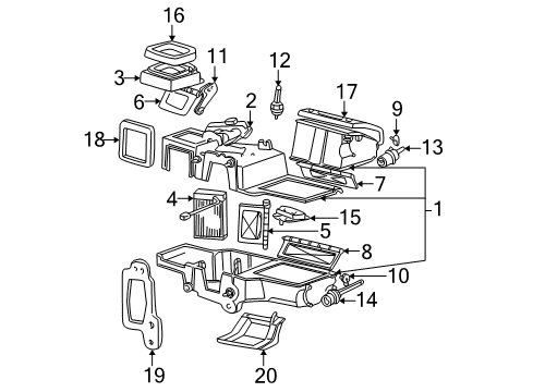 2003 Ford Explorer Sport HVAC Case Diagram