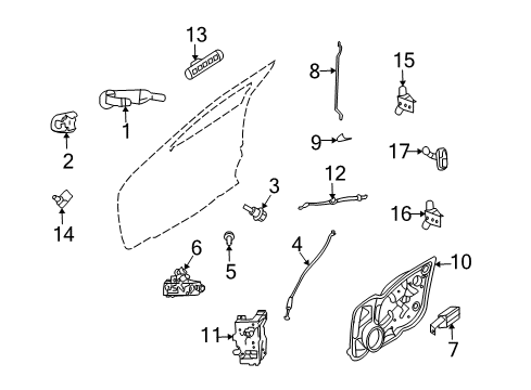 2006 Mercury Milan Front Door - Lock & Hardware Diagram