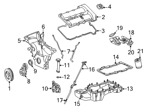 2005 Mercury Montego Engine Parts, Mounts, Cylinder Head & Valves, Camshaft & Timing, Oil Pan, Oil Pump, Crankshaft & Bearings Diagram