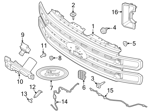 2023 Ford F-250 Super Duty Grille & Components Diagram 1 - Thumbnail