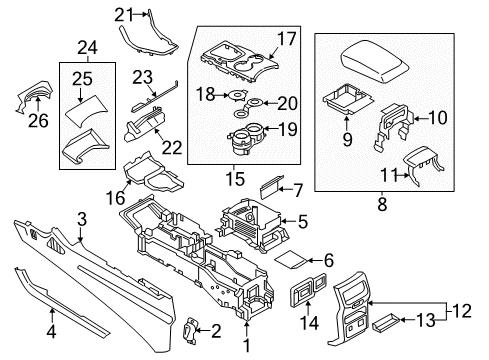 2017 Ford Edge Panel Assembly - Console Diagram for FT4Z-58045E24-AB