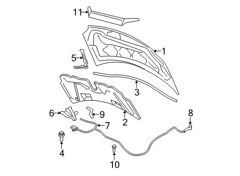 2007 Ford Freestar Hood Assembly Diagram for 3F2Z-16612-AA