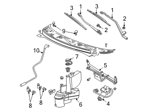 2007 Ford Freestar Windshield - Wiper & Washer Components Diagram