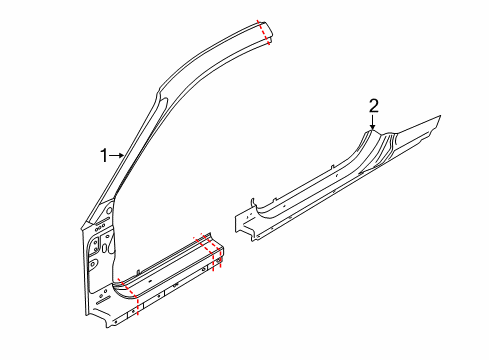 2015 Ford Mustang Panel - Body Rocker Diagram for FR3Z-6310129-A