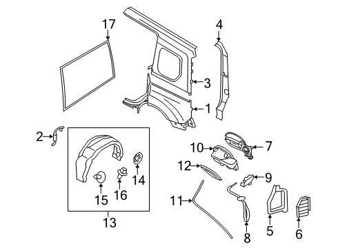 2019 Ford Transit Connect Extension - Body Side Panel Diagram for DT1Z-61279A92-C