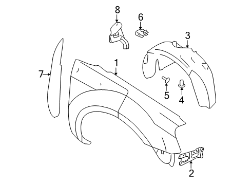 2005 Mercury Montego Shield - Splash - Wheelhouse Diagram for 5G1Z-16102-AA