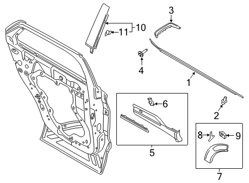 2023 Ford Explorer MOULDING - DOOR OUTSIDE Diagram for LB5Z-7825556-BB