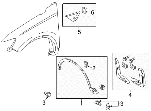 2017 Lincoln MKX Exterior Trim - Fender Diagram